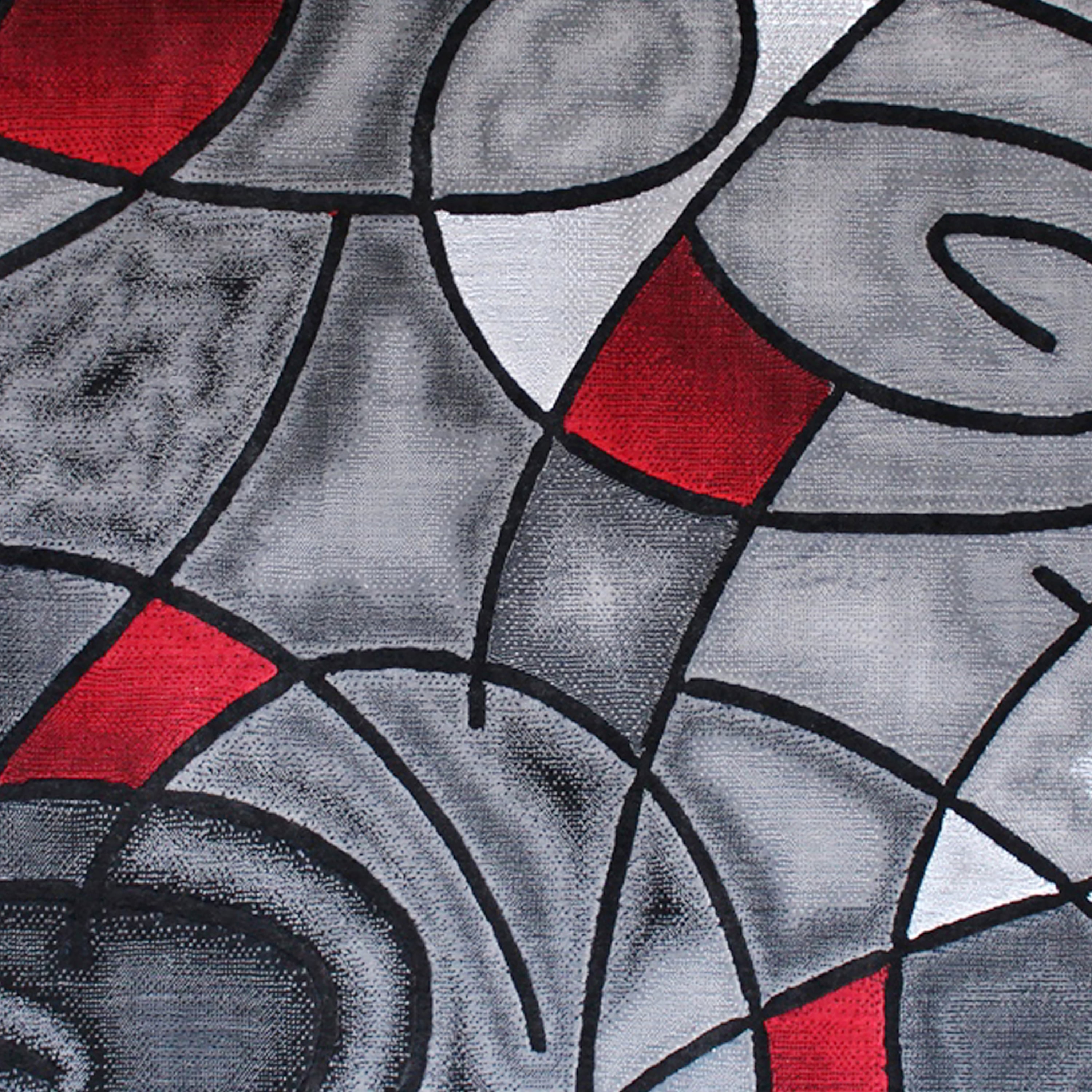 Masada Rugs Modern Contemporary Area Rug, Red Grey Black. (8 Feet X 10 Feet)