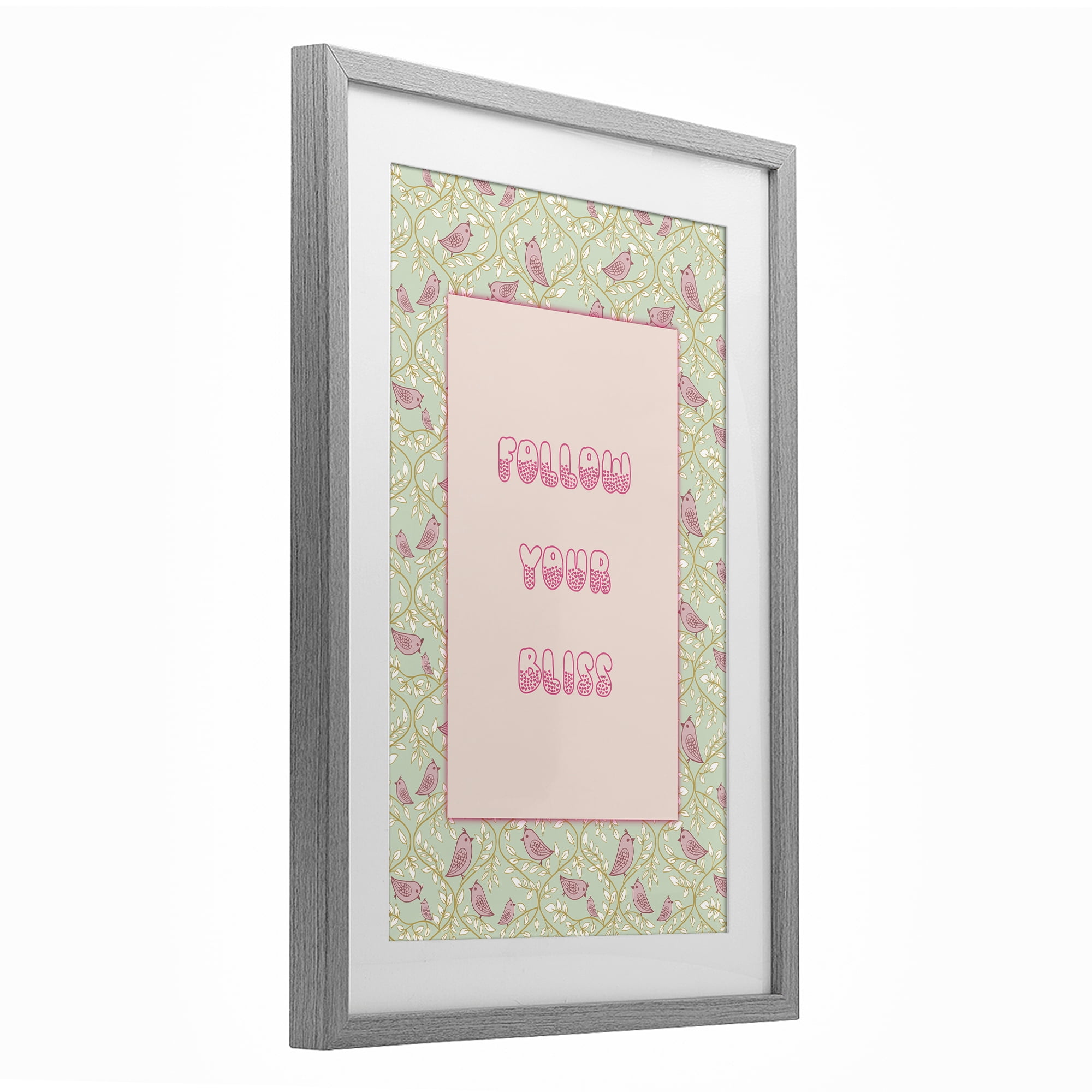 Stupell Industries Follow Your Bliss Gray Framed Print Under Glass, design by Pooja Dave
