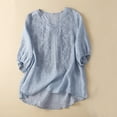 thumbnail image 7 of frariair ​Handcrafted Cotton Linen Blouse Featuring Vintage Embroidery Perfect For Artisan Markets And Cottagecore Aesthetics​ Blue, 7 of 7