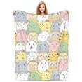 thumbnail image 5 of LNWH Cartoon Cute Animal Pattern Throw Blanket, Flannel Sofa Blankets for All Seasons, 80"x60", 5 of 8
