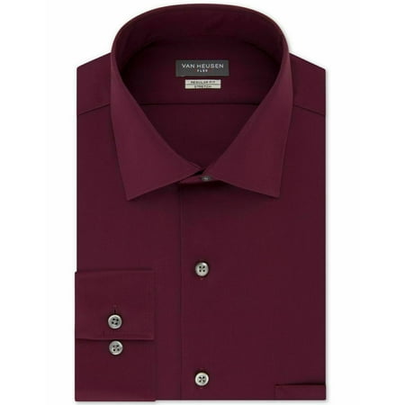 Van Heusen Men's Regular-Fit Stretch Flex-Collar Dress Shirt Mulberry 17.5 36/37