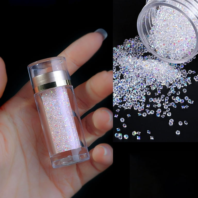 Opvise 1 Bottle Nail Ornament Luxury Harmless Gloss Mini Micro Rhinestone Sand Nail Art Gems for Manicure