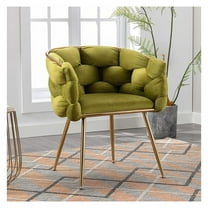 Modern Comfy Accent Chair- Handmade Decorative Living Room Chairs Bedroom Furniture sillas de sala Tufted Arm Chairs for Vanity Dining Room Dining Chairs Kitchen Chairs (Green, 1 Chair)