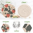 thumbnail image 4 of WOBOGO A Seamless Pattern with Adorable Strawberry Leaves Coil Coasters Set of 6 Minimalist Cotton Woven 3.94 inch Non-Slip Insulated and Absorbent Home Accessories., 4 of 7