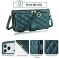 thumbnail image 5 of Furiet Argyle Wallet Case for iPhone 17 Pro 6.3 inch & Wrist/Shoulder Strap, Card Slots Zipper Purse Luxury PU Leather Stand Checkered Cell Phone Cover for i Phone17 i17 17Pro Women Girls Green, 5 of 8