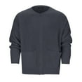 thumbnail image 3 of JTieacloth Men's Outerwear Jackets Coats Men's Fashion Sweater Coat Fall Knit Solid Color Have Pockets Round Neck Zipper Male Long Sleeve Sweater Knitwear Coat Gray, 3 of 6