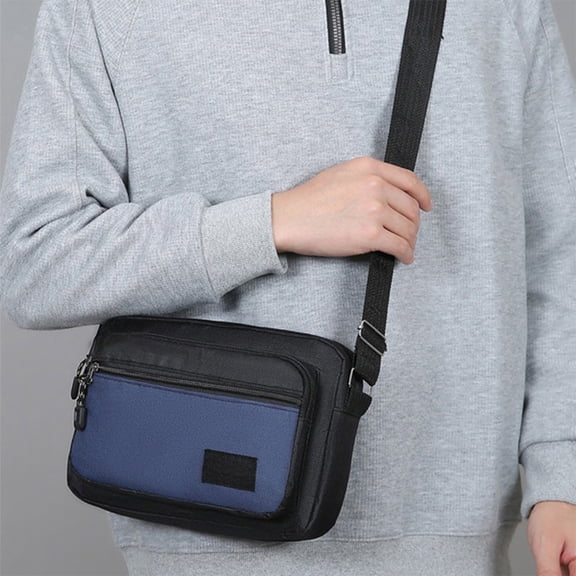Large Nylon Crossbody Bag for Men Multipocket Sling Backpack Travel Hiking Shoulder Bag with USB Charging Port Water Resistant Casual Daypack for Work Commute Outdoor Activities 10x7x2 Inch