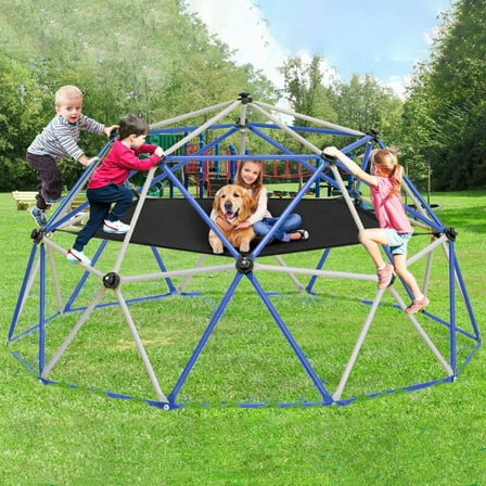 10FT Climbing Dome Tower with Hammock Canopy, Outdoor Geometric Dome Climber for Kids 8-12, Jungle Gym Apply Playground Backyard Park Play Equipment (White, 10FT)