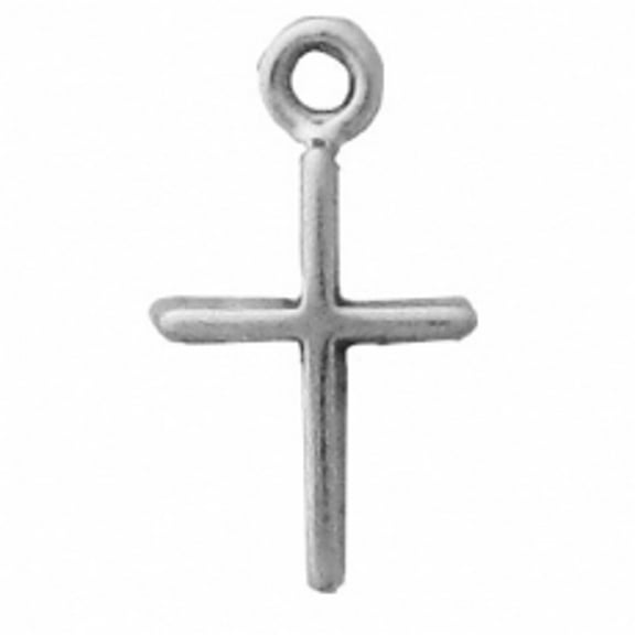 Sterling Silver 16" .8mm Box Chain Mini Smooth Thin Christian Cross Pendant Necklace