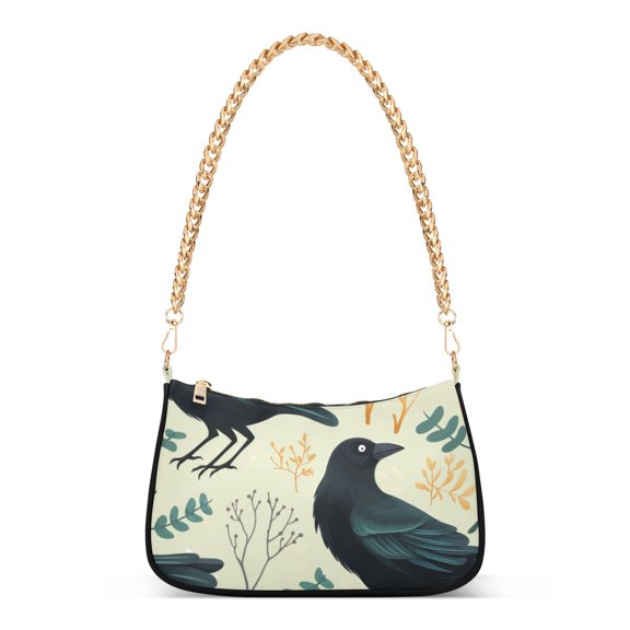 Crows LeavesWomen Small Shoulder Bag Crossbody Tote Hobo Bags Purse Clutch Handbags with Chain Strap for Women