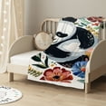 thumbnail image 2 of nygtbtfer  Cute Panda Blanket for Boys Girls,Kawaii Black White Bear Throw Blanket Twin ,Flowers LeavesBlanket,Botanical Plants Flannel Blanket for Bedroom 60x80in, 2 of 6