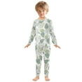 thumbnail image 3 of joogoo Summer Palm Leaf 2 Piece Long Sleeve Tee and Pants Cotton Pajama Set 5Y, 3 of 7