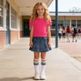 thumbnail image 5 of Cethrio Girls Cotton Outfit Sets, Short Sleeve 3 Piece Summer T-shirts Skirts and Socks Set Hot Pink Size 10-12, 5 of 7