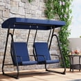 thumbnail image 4 of Kicctian 2-Seat Patio Swing Chair with Adjustable Canopy, Heavy Duty Steel Frame, Independent Seats & Removable Cushions, Outdoor Swing Chair for Garden, Poolside, Backyard, Dark Blue, 4 of 9
