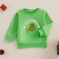 thumbnail image 2 of Toddler Baby Girl Boy Christmas Outfit Santa Embroidery Sweatshirt Long Sleeve Sweater Shirt Pullover Top Fall Winter Holiday Clothes, 2 of 7
