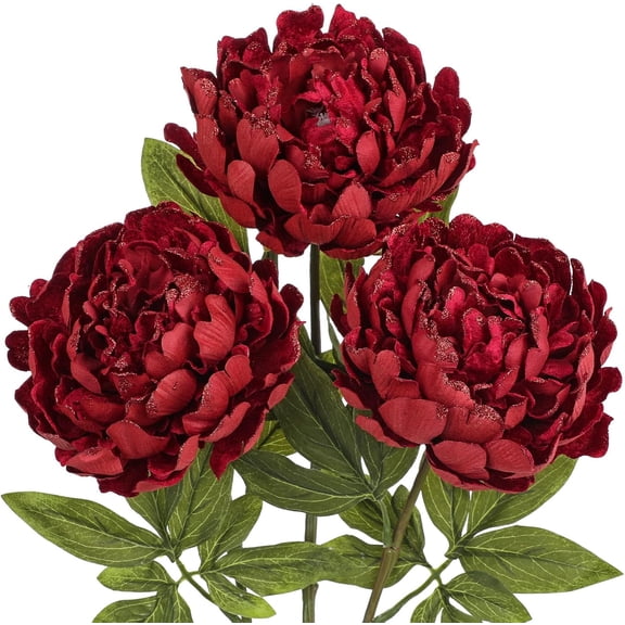 3PCS White Peony Artificial Flower Stems 29.1in Long Stem Fake Peonies Silk Floral Arrangement Real Touch Peony Flower for Christmas Home Vase Party Wedding Bouquet Decor