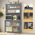 thumbnail image 4 of 73'' Tall Kitchen Bakers Rack with Flip Door Cabinet, 6 Tier Multifunctional Microwave Stand Buffet, Coffee Bar, Kitchen Pantry Storage Cabinet Shelf, Quick Assembly, White, 4 of 7