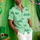 thumbnail image 5 of Ceisia Men's St. Patrick's Day Clover Print Short Sleeve Button-Down Shirt Collection | Dual-Tone Clover Layered Print Button-Up Shirt Gifts, 5 of 9