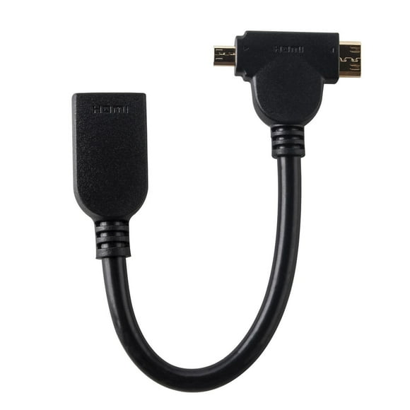 onn. 6 IN./ 15.24 cm Mini and Micro HDMI to HDMI Adapter, Connect to HDMI