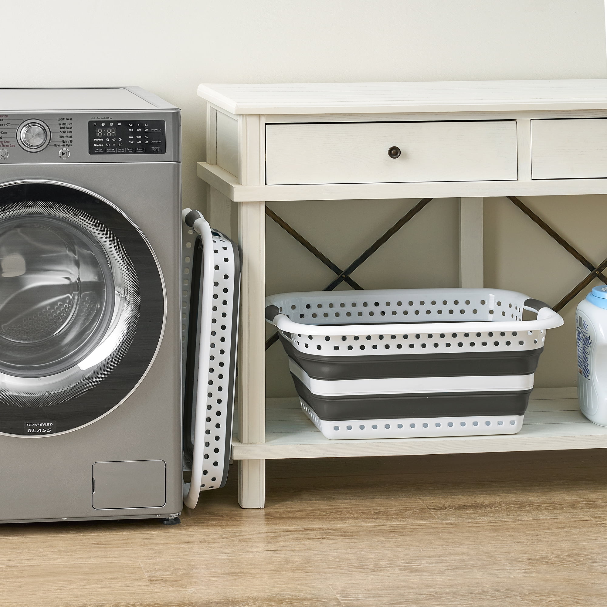 Around The Home Collapsible Laundry Baskets, Grey, Set Of 2