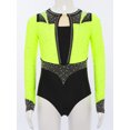 thumbnail image 4 of TSSOE Gymnastics Leotard for Girls Sheer Mesh Skating Jumpsuit Ballet Dance Leotard Activewear Bodysuit Fluorescent Yellow 14, 4 of 7
