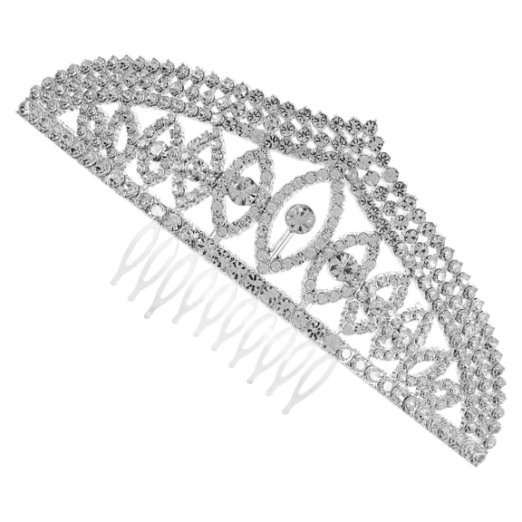 HOOWIFFY Birthday Crown Bridal Tiara Silver Alloy 1Set