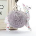thumbnail image 5 of SPRING PARK Cute Keychain Pink Fluffy Alpaca Faux Rabbit Hair Bag Key Ring, 5 of 8