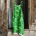 thumbnail image 2 of lcziwo Womens Cotton Linen Jumpsuits Loose Fit Sleeveless Straps Wide Leg Holiday Rompers 2025 St. Patrick's Day Shamrock Print Overalls Vacation Outfits Green XL, 2 of 6