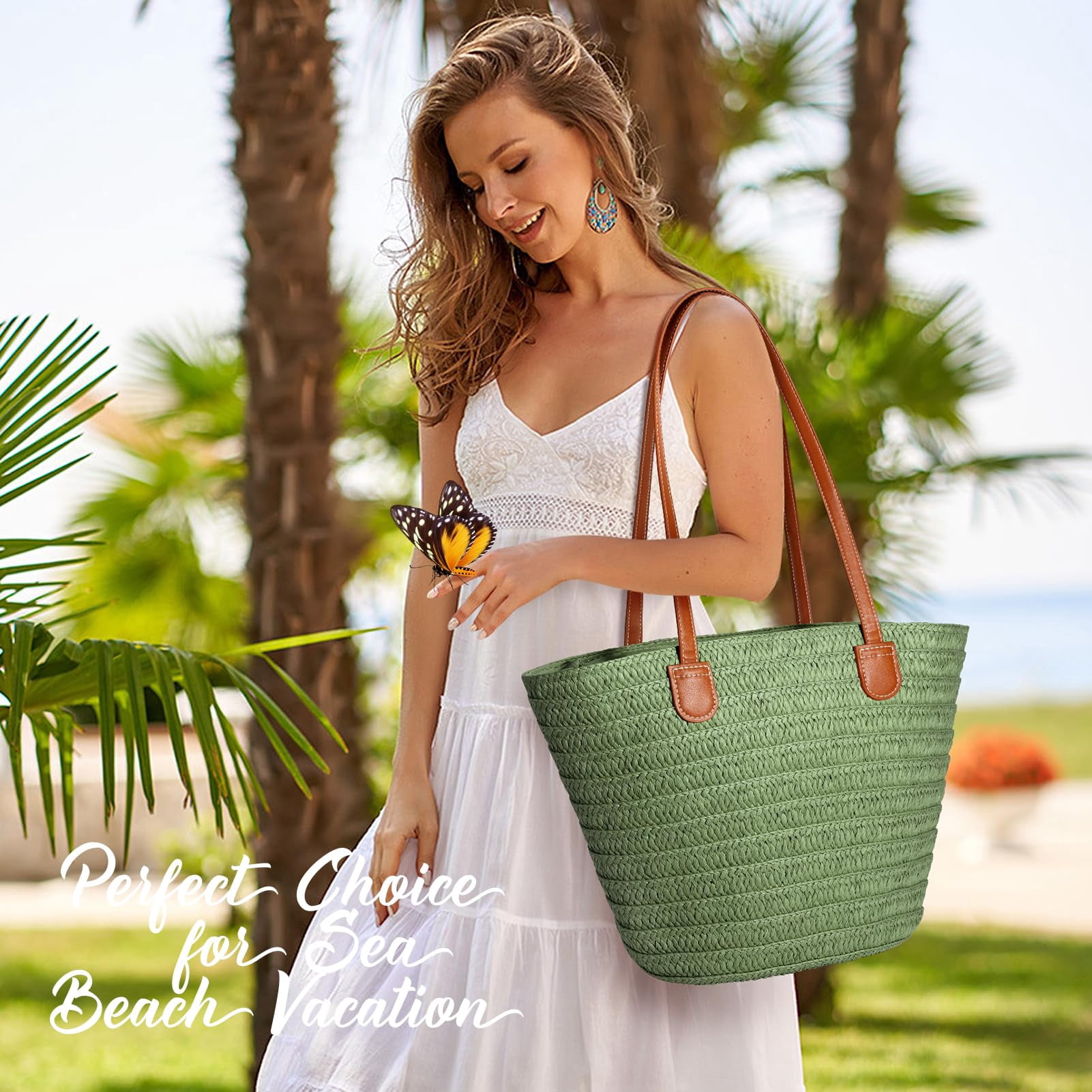 Crochet Tote Bag Beach Bags for Women Summer Bag Cute Beach Bag Mesh Beach Bag(khaki 3)