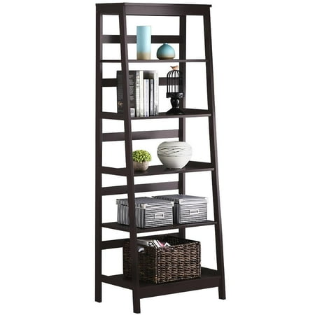 5 Tier Ladder - Yaheetech Leaning Ladder Shelf Bookcase, 5 Tier, Wood, Espresso
