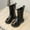 Black, variant on Spazoro Girls Knee High Boots, Side Zipper Leather Bow & Pearl Decor Chunky Sole Long Boot Shoes for Girls White