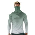 thumbnail image 3 of lcziwo Men Long Sleeve Hooded Sweatshirt with Mask Sun Protection Print Pullover Summer Fishing Beach Quick Dry Blouse Army Green L, 3 of 6