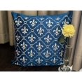 thumbnail image 2 of Royal Blue Pillow Covers, Baroque Pillow Cover, 18x18 inch (45x45 cm) Pillow Cover, Square Silk Pillow Covers, Geometric, Contemporary Style, French Toile - French Vanilla, 2 of 8