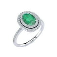 thumbnail image 2 of SuperJeweler 1 1/2 Carat Oval Shape Created Emerald and Double Halo Diamond Ring In Sterling Silver For Women, 2 of 5