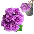 thumbnail image 2 of Artificial Roses Flowers 10 Heads Bouquet, Fake Silk Roses Arrangement for Wedding Party Home Decor, Centerpiece Vase Fillers, 1 Bunch of Artificial Flowers, 2 of 9