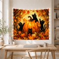 thumbnail image 5 of Pumpkin Cats Surrounded with Perched Very While Others, Playful Illustration for Cat Lovers, Animal Wall Decor, Halloween Gift, Tapestry Wall Hanging for Bedroom and Dorm, 5 of 7