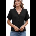 thumbnail image 3 of Suéter con Cuello en V y Diseño de Gofres, Color Negro, Talla XXL, 3 of 10