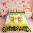 thumbnail image 2 of Homewish Yellow Bow Full Size Comforter Sets for Girls, Cute Leopard Print Bedding Comforter Set, Polka Dots Reversible, 3pcs 1 Comforter and 2 Pillowcases, 2 of 6