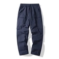thumbnail image 5 of cllios Cargo Work Pants for Men Outdoor Carpenter Pants Loose Fit Drawstring Elastic Waisted Straight Leg Trousers with Multi Pockets for Tools Dark Blue M, 5 of 6