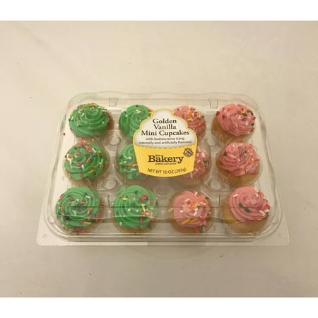 The Bakery At Walmart Mini Golden Vanilla Cupcakes With Buttercreme Icing, 10 oz