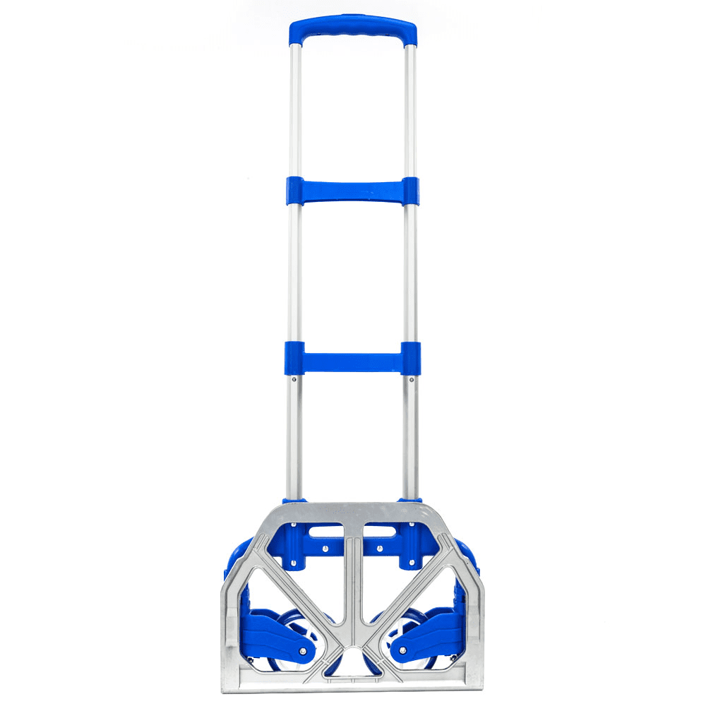 Portable Folding Aluminum Hand Truck Cart – Collapsible Dolly Trolley with 165 lbs Capacity, Blue