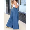 thumbnail image 2 of Women’s High Waisted Wide Leg Denim Palazzo Pants 70s Boho Pleated Flowy Maxi Jeans Lightweight Summer Fit, 2 of 7