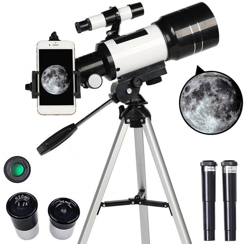 150X 70mm Aperture 300mm Astronomical Refractor Astronomical Telescope Monocular W/ Tripod Phone Adapter Finder Spotting Scope- Portable Travel Telescope Outdoor Professional for Kidsand Beginners Gift