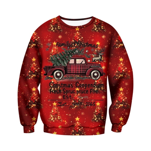 Sweaters for Men Men's Christmas Casual Loose Neck Comfortable Hooded Sweatshirt Christmas Fashion Hooded Sweatshirt Thin Mens Graphic Hoodies Hoodies Sweatshirts for Boys Long Hoodie Zipper Zi Red S