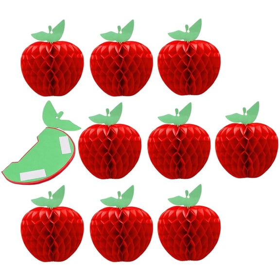 Sinyiin Pack Of 10 Red Apples Honeycomb Paper Decorations For Christmas Party Wedding Classroom Home Holiday Festival Hanging Ornament