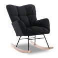 thumbnail image 3 of CQSXDA  Teddy Fabric Rocking Gilder Chair for Living Room and Nursery with Foam Filling and Wooden Frame, 3 of 11