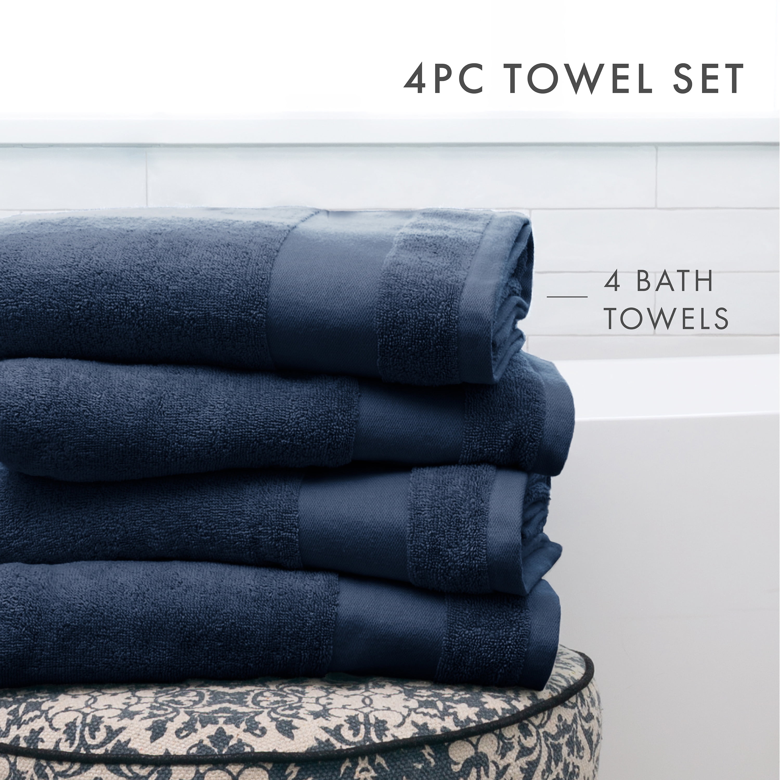 Noble Linens 4 pack Essential Cotton Bath Towels