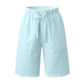 thumbnail image 4 of Wotryit Cargo Pants for Men, Mens Casual Loose High Waist Drawstring Elastic Waist Solid Shorts with Pockets Cargo Shorts for Men, Mens Shorts Casual Blue M, 4 of 5