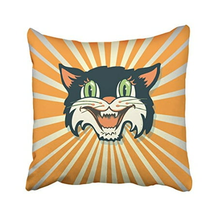 Halloween Cushions WinHome Decorative Pillowcases Cool Retro Vintage Halloween Cat Throw Pillow Covers Cases Cushion Cover Case Sofa 18x18 Inches Two Side ()
