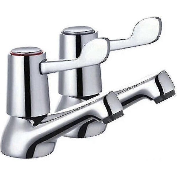 Grifería de baño con palanca - Grifo de lavabo de 1/2 pulgada, juego de grifos para bañera con perillas metálicas, columna cromada pulida
